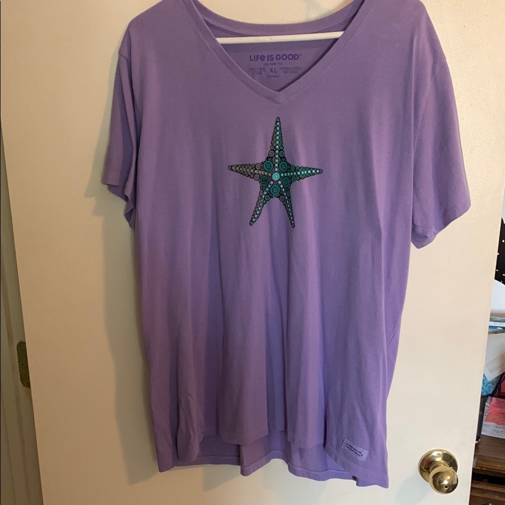 Life Is Good Purple Graphic Short Sleeve Tee